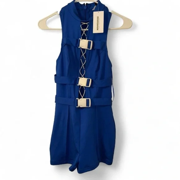 Fashion Nova Blue Strappy Jumpsuit - Picture 2 of 9